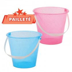 SEAU TRANSPARENT PAILLETE 19 CM