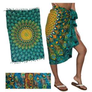 PAREO DE PLAGE PEACOCK + BOUCLE